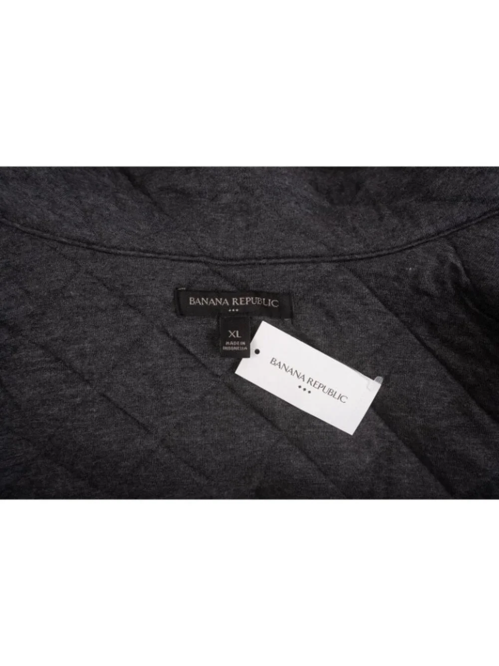 Banana Republic Mens Jacket Quilted Full Zip Size XL Gray Diamond Stitch NWT